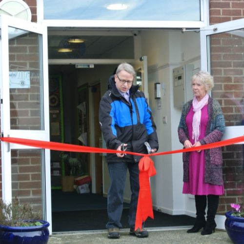50th Birthday walk - Nigel cutting the ribbon